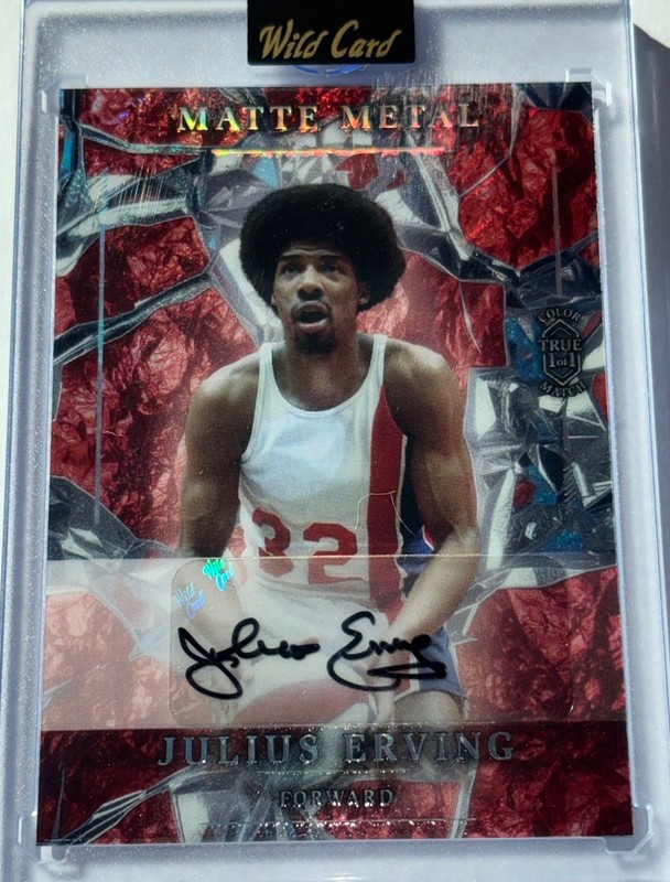 Julius Erving Auto True 1/1 Color Match Case Hit 76ers Dr J Basketball Card 1/1