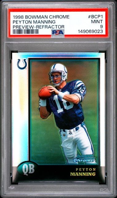 PSA 9 1998 98 Bowman Chrome REFRACTOR Preview PEYTON MANNING RC Rookie #BCP1 REF