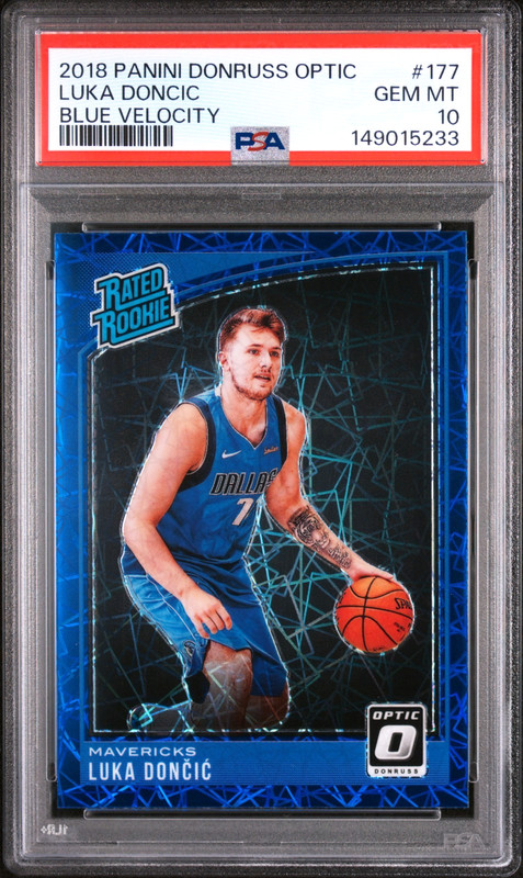 LUKA DONCIC 2018 OPTIC BLUE VELOCITY PRIZM RC #177 PSA 10 GEM MINT! SN#149015233