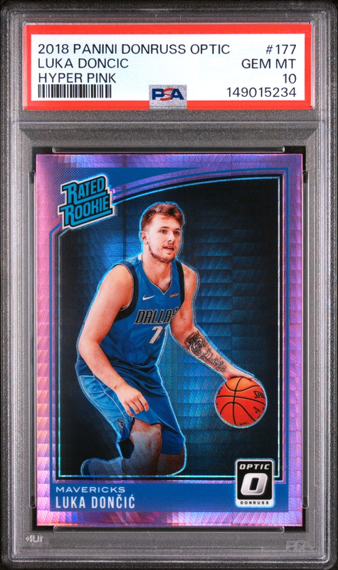 LUKA DONCIC 2018 OPTIC HYPER PINK PRIZM RC #177 PSA 10 GEM MINT! SN#149015234