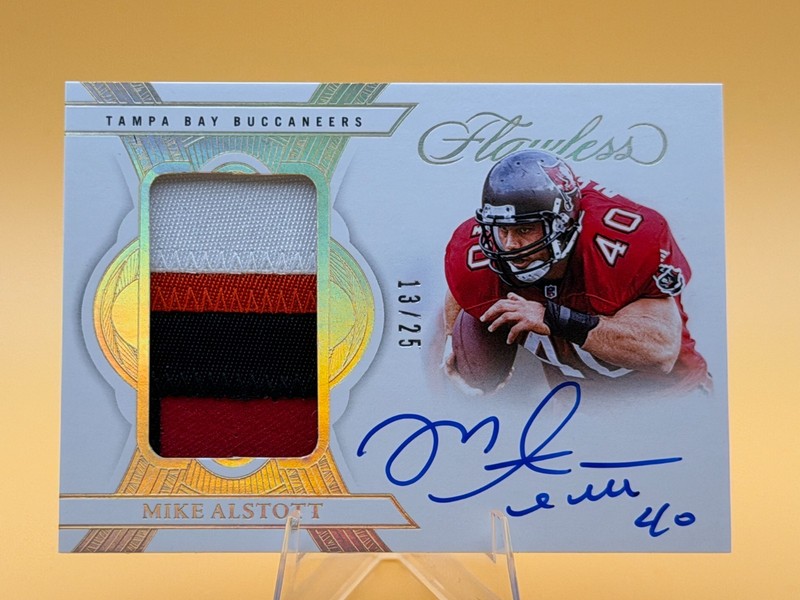 2025 Panini Flawless Mike Alstott 4 Color Patch Auto 13/25 Buccaneers #PA-MAT