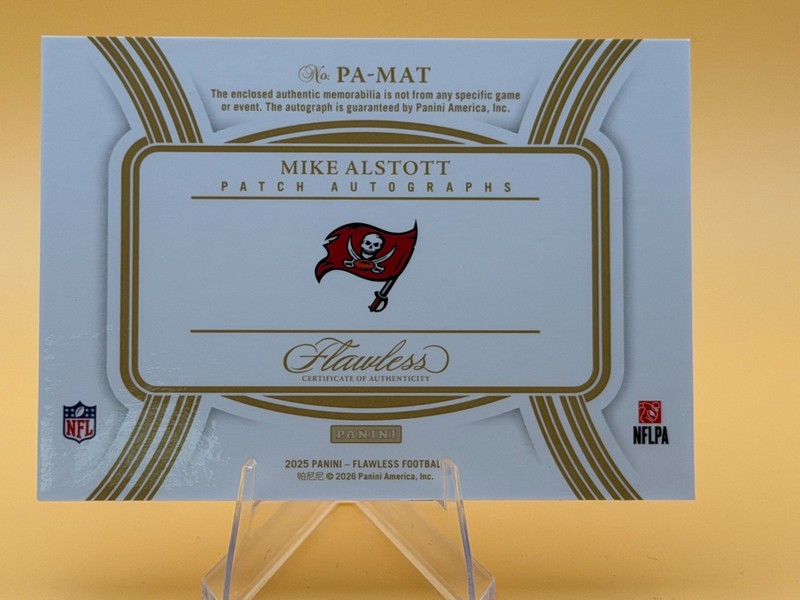 2025 Panini Flawless Mike Alstott 4 Color Patch Auto 13/25 Buccaneers #PA-MAT view 2