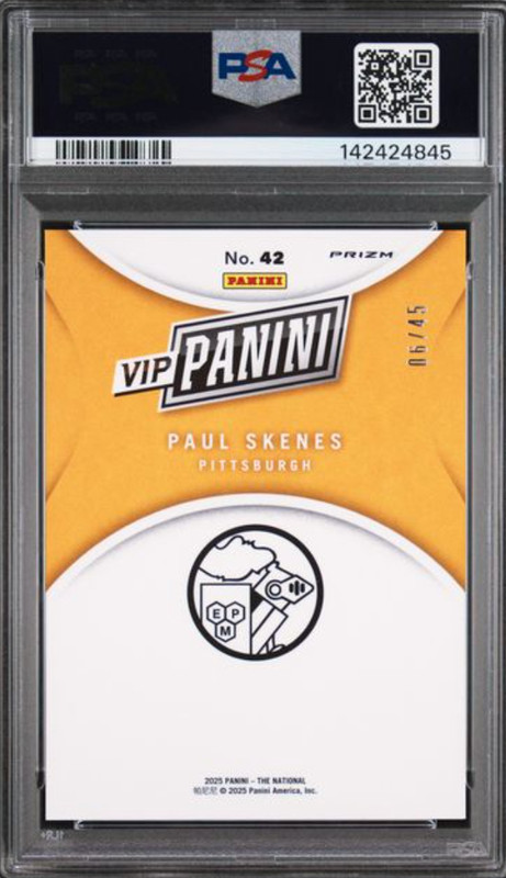 2025 PANINI NSCC VIP GOLD #42 PAUL SKENES NATIONAL SPARKLE PSA GEM MT 10 view 2