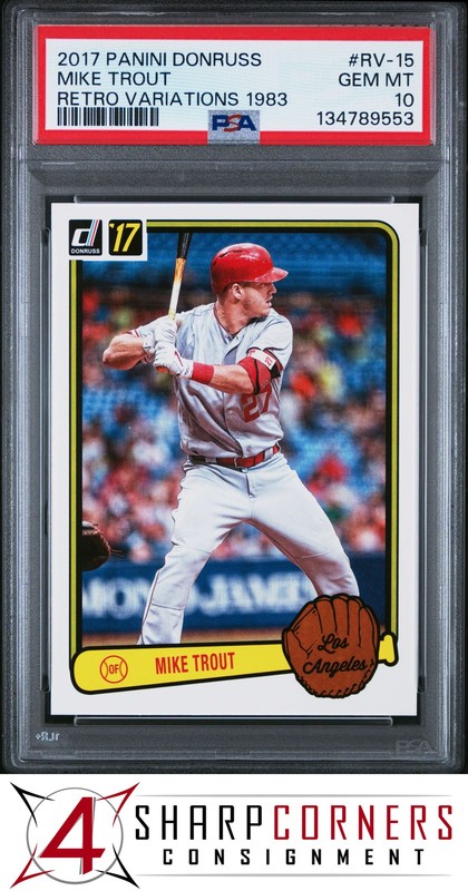 2017 PANINI DONRUSS RETRO VARIATIONS 1983 #RV-15 MIKE TROUT PSA 10