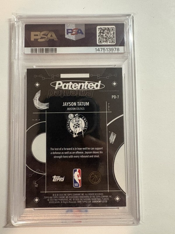 2025-26 Topps Chrome - Patented Jayson Tatum #PD-7 PSA 10 view 2
