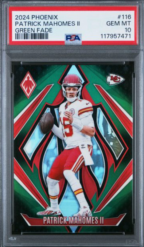 2024 PHOENIX #116 PATRICK MAHOMES II GREEN FADE PSA GEM MT 10