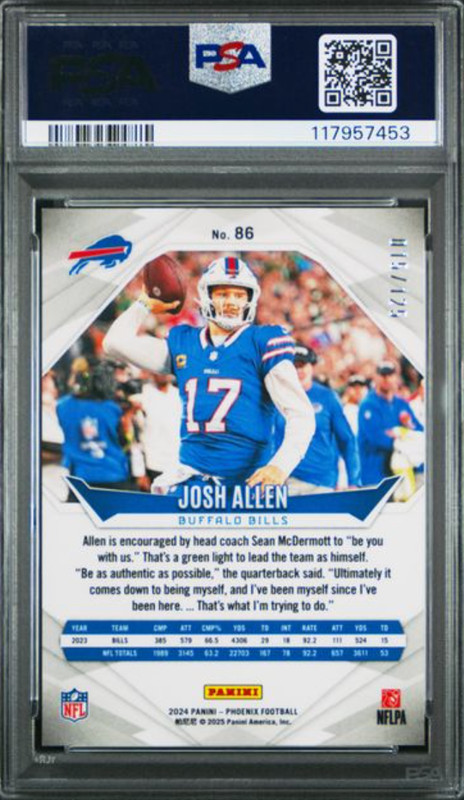2024 PHOENIX #86 JOSH ALLEN GOLD FADE PSA NM-MT 8 view 2