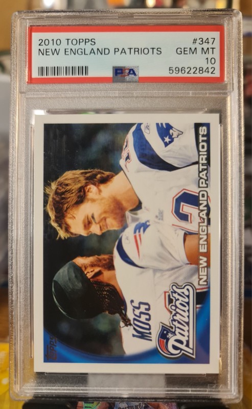 2010 Topps New England Patriots Tom Brady Randy Moss PSA GEM MT 10
