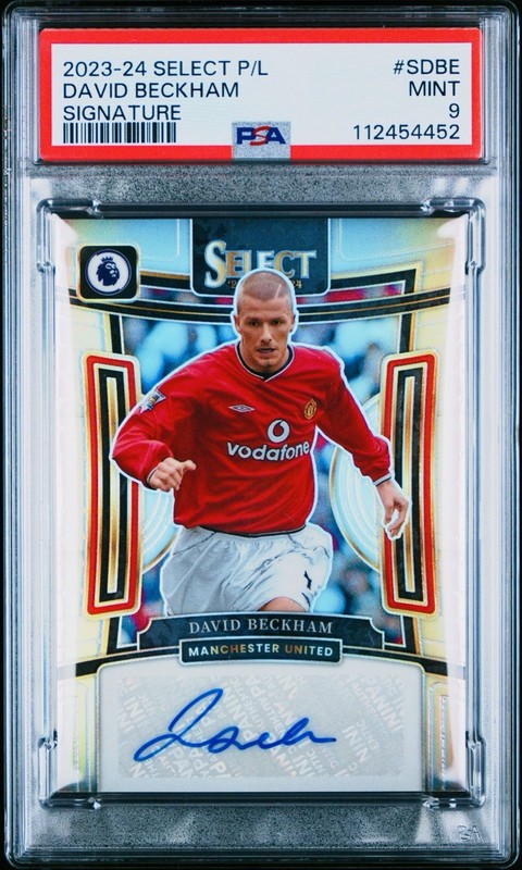 DAVID BECKHAM 2023-24 Select Premier League Signatures Silver Prizm Auto PSA 9