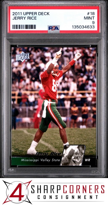 2011 UPPER DECK #18 JERRY RICE HOF POP 3 PSA 9