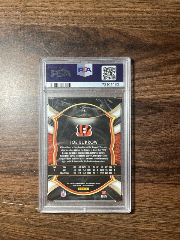 Panini Select Joe Burrow #46 Gem MT PSA 10 view 2