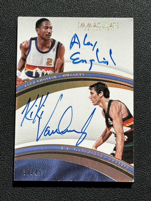 2016-17 Panini Immaculate Dual Auto 30/49 Alex English Kiki VanDeWeghe #49