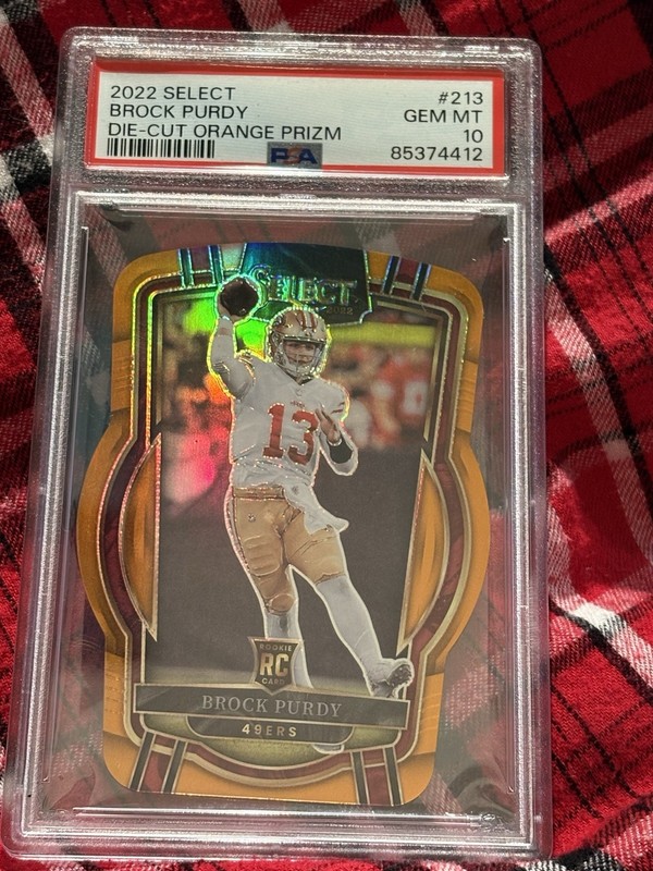 /199 PSA 10 RC Brock Purdy 2022 Select Orange Prizm Rookie Die-Cut Refractor SSP
