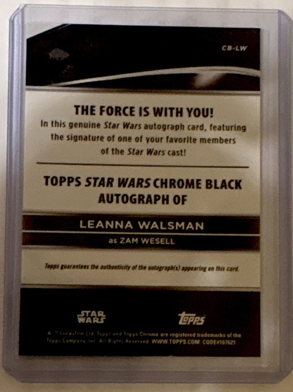 Topps Star Wars Chrome Black Zam Wesell Leanna Walsman Autograph CB-LW view 2