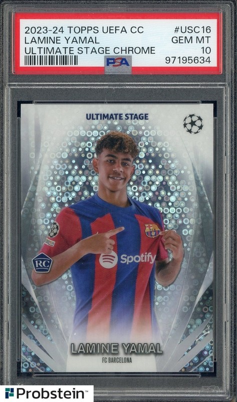 2023-24 Topps UCC Soccer Lamine Yamal Ultimate Stage Chrome RC Rookie PSA 10