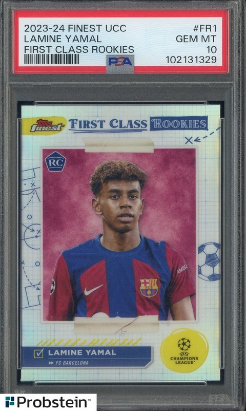2023-24 Topps Finest UCC Soccer Lamine Yamal First Class Rookies RC PSA 10