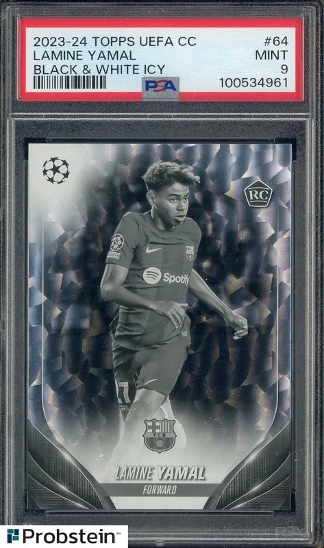 2023-24 Topps UCC Soccer Lamine Yamal Black & White Icy #64 RC Rookie PSA 9