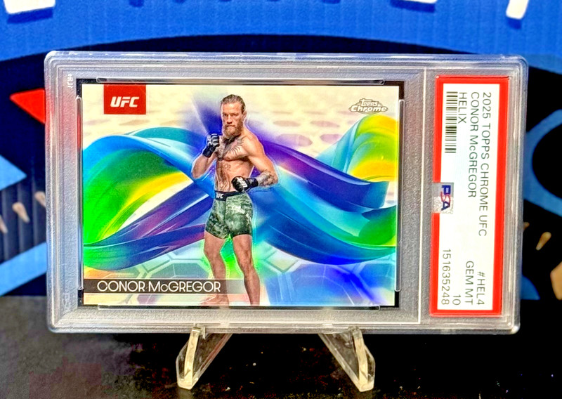 2025 Topps Chrome UFC, CONOR McGREGOR #HEL-4, PSA 10 - CASE HIT HELIX - POP 16