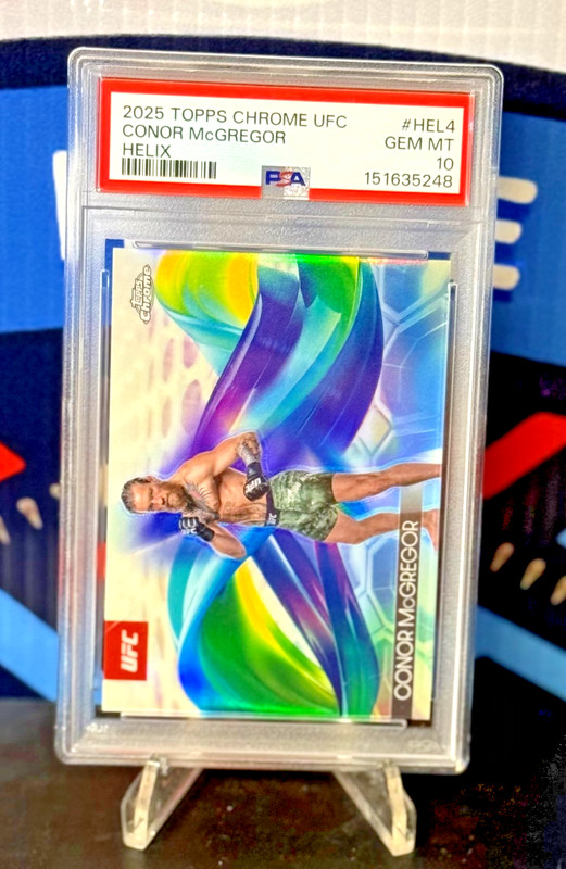 2025 Topps Chrome UFC, CONOR McGREGOR #HEL-4, PSA 10 - CASE HIT HELIX - POP 16 view 2