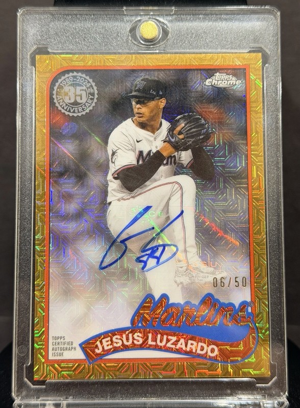 Jesus Luzardo 2024 Topps Chrome Gold Mojo Refractor Auto /50 MINT-GEM