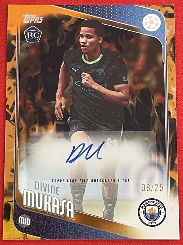 DIVINE MUKASA 2025/26 TOPPS UEFA CLUB COMPETITIONS ORANGE ROOKIE AUTO /25