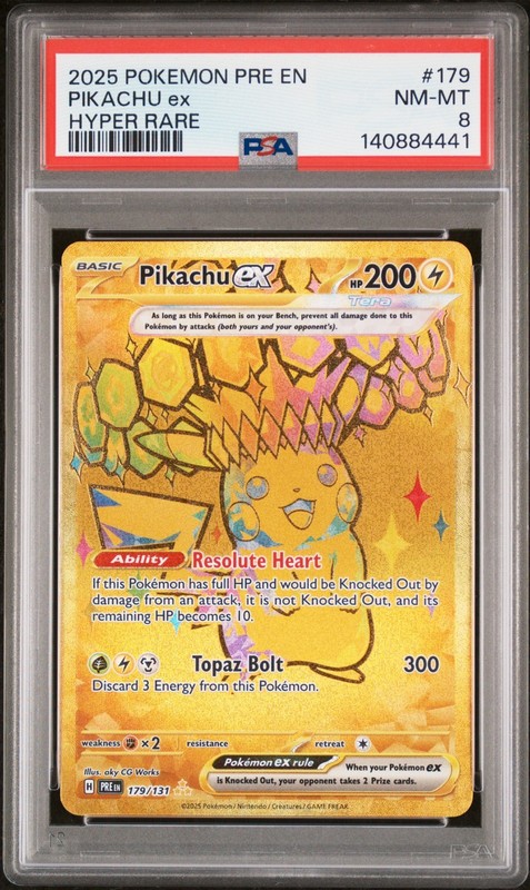 POKEMON PIKACHU EX #179 PRE EN-PRISMATIC EVOLUTIONS HYPER RARE PSA 8 2025