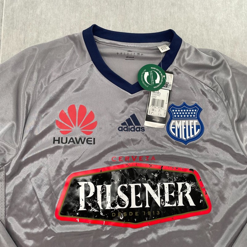 Emelec Adidas Jersey Adult Large Gray Long Sleeve Soccer Football Logo Mens L view 2