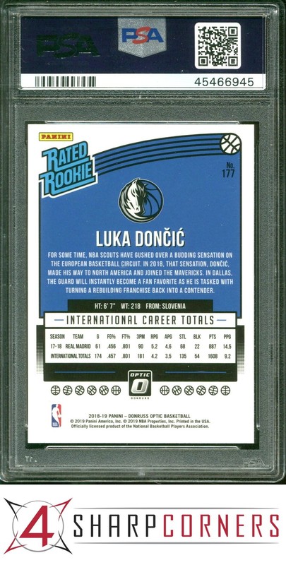2018 PANINI DONRUSS OPTIC #177 LUKA DONCIC RC RATED ROOKIE PSA 10 view 2