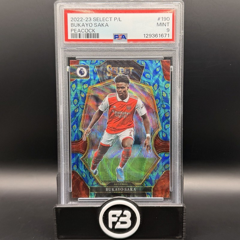 2022-23 Panini Select Premier League Mezzanine Bukayo Saka PEACOCK SSP PSA 9