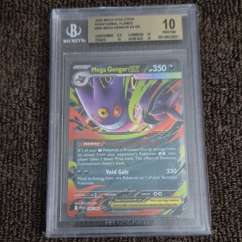 Pokemon 2025 Phantasmal Flames Mega Gengar EX Holo RR 056/094 BGS 10
