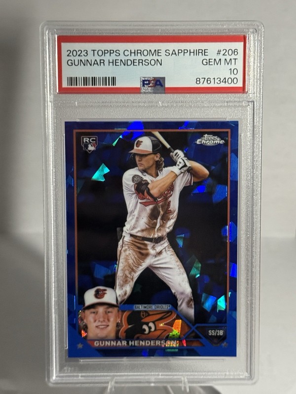 2023 Topps Chrome Sapphire GUNNAR HENDERSON #206 RC PSA 10 Rookie GEM MT Orioles