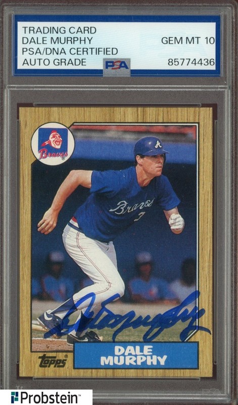 Dale Murphy BRAVES Signed Autograph Auto 1987 Topps Card 490 PSA 10 AUTO