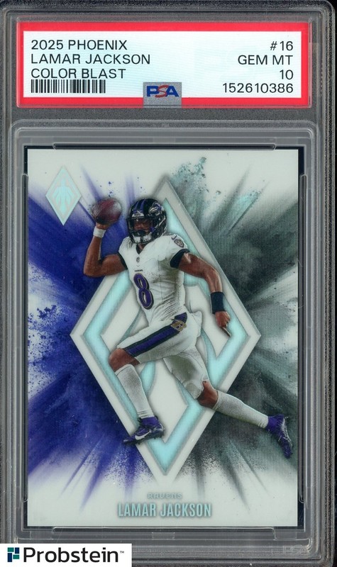 2025 Panini Phoenix Color Burst #16 Lamar Jackson Ravens SSP PSA 10 GEM MINT