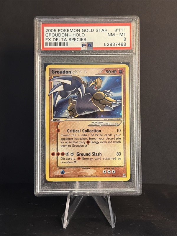 Pokémon TCG Groudon Gold Star EX Delta Species Set 111/113 Holo Ultra Rare PSA 8