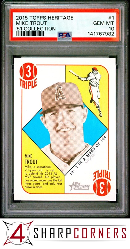 2015 TOPPS HERITAGE '51 COLLECTION #1 MIKE TROUT PSA 10