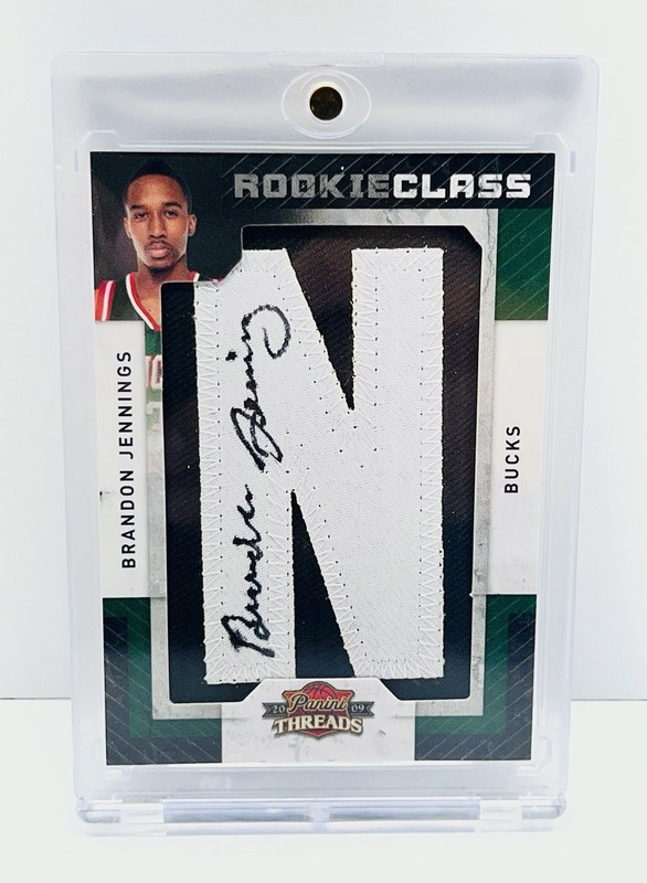 2009-10 Panini Threads BRANDON JENNINGS Rookie Class Auto Letter Patch /640 RC
