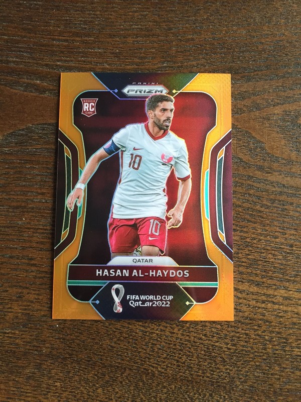 2022 Panini Prizm FIFA World Cup Hasan Al Haydos Qatar Orange 3/25 Rookie RC