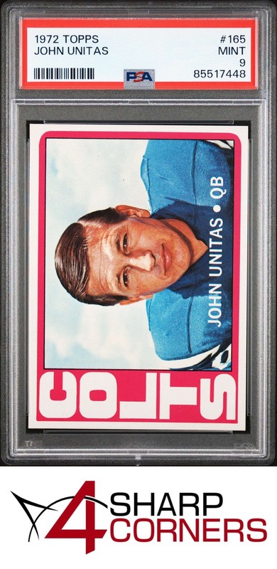 1972 TOPPS #165 JOHN JOHNNY UNITAS COLTS HOF PSA 9 SET BREAK