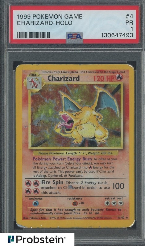 1999 Pokemon Game #4 Charizard Holo PSA 1 PR