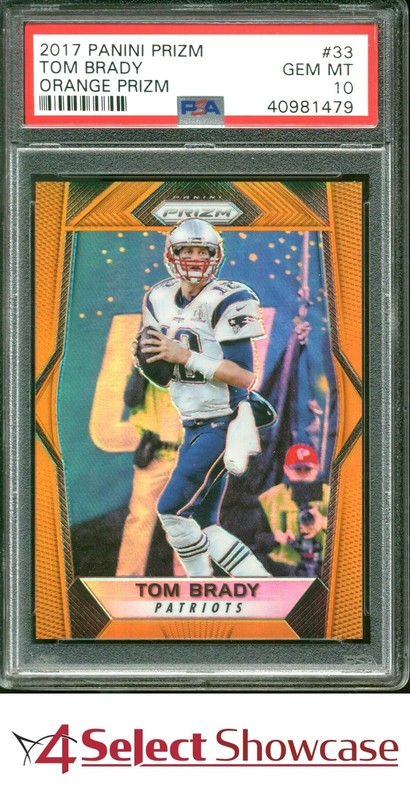 2017 PANINI PRIZM ORANGE #33 TOM BRADY PATRIOTS #/275 PSA 10