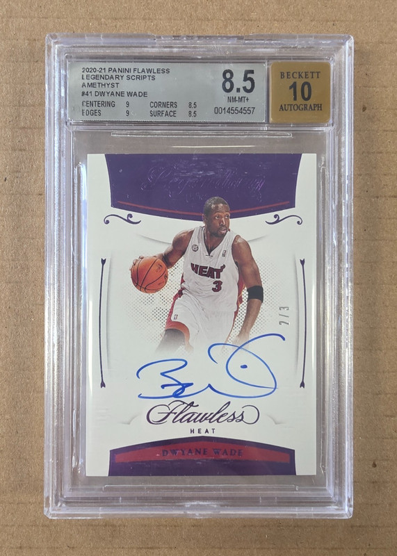 2020-21 Flawless Basketball Dwyane Wade Amethyst Auto 2/3 Legendary BGS 8.5