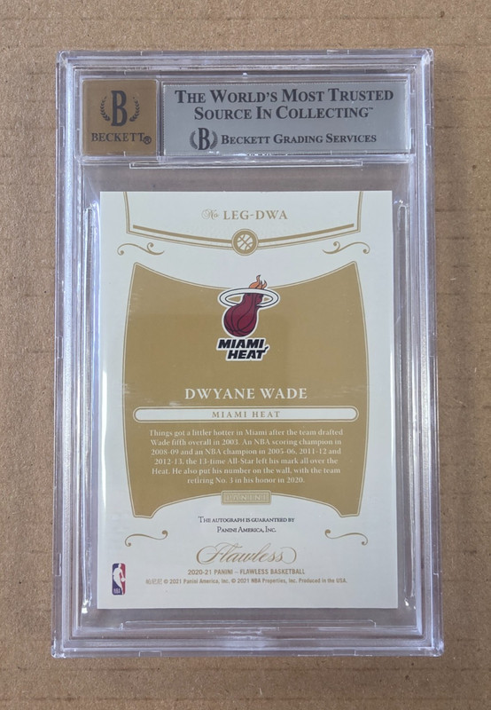 2020-21 Flawless Basketball Dwyane Wade Amethyst Auto 2/3 Legendary BGS 8.5 view 2