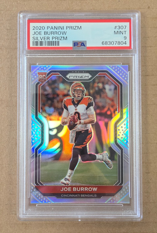 2020 Panini Prizm Football Joe Burrow Silver Prizm Rookie Card #307 PSA 9