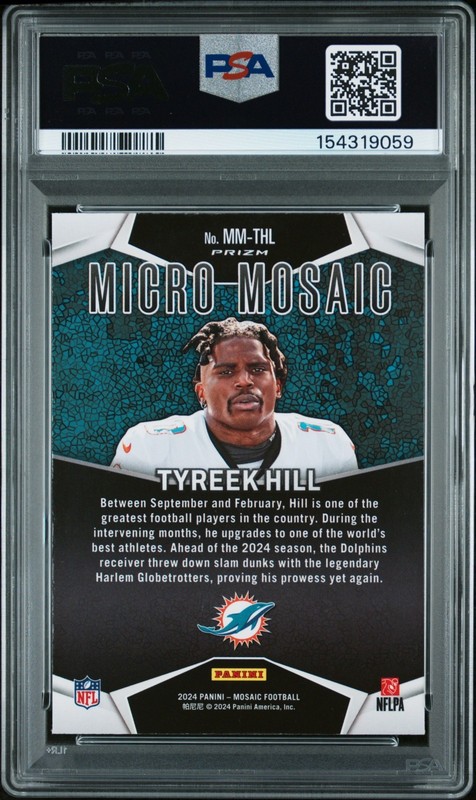 Tyreek Hill 2024 Panini Micro Mosaic #MM-THL PSA 9 Miami Dolphins Mint view 2