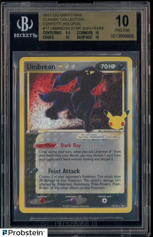 2021 Pokemon Celebrations Classic Pop Series 5 #17 Umbreon Gold Star BGS 10