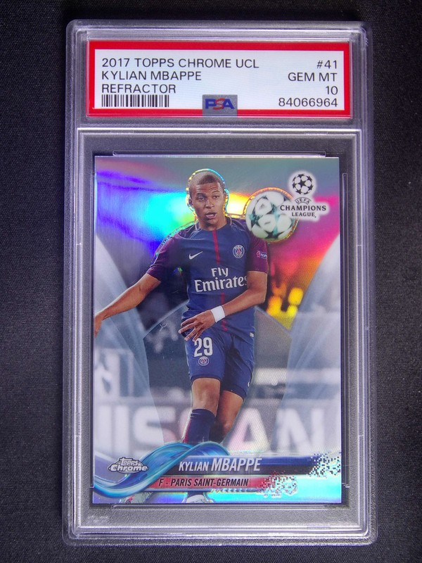 2017-18 Topps Chrome UEFA Kylian Mbappe #41 RC Rookie Refractor PSA 10