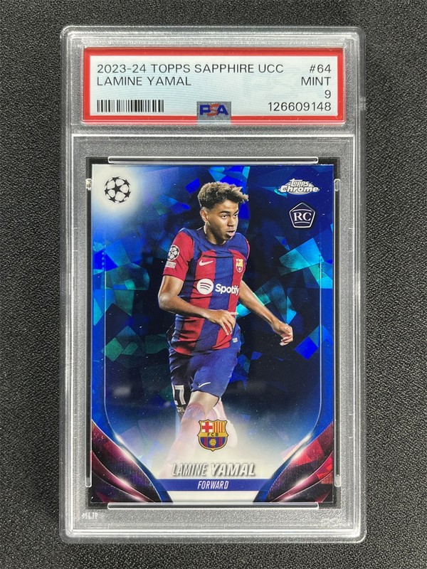 2023-24 Topps Chrome Lamine Yamal #64 Sapphire Refractor Rookie RC PSA 9 MINT