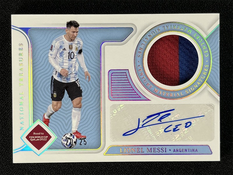 2022 National Treasures FIFA World Cup Lionel Messi Century GU Patch Auto /25