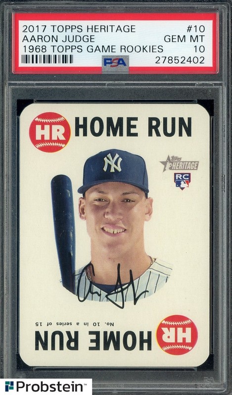 2017 Topps Heritage 1968 Topps Game #10 Aaron Judge Yankees RC Rookie PSA 10