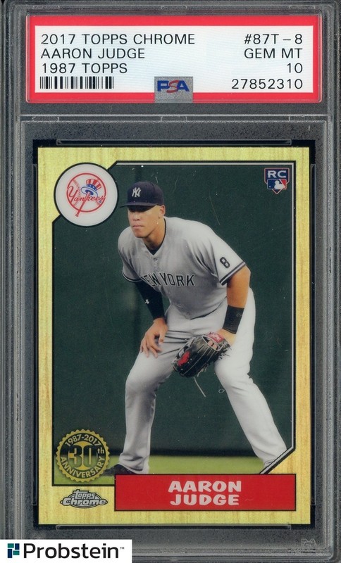 #1 2017 Topps Chrome 1987 Topps #87T-8 Aaron Judge Yankees RC Rookie PSA 10